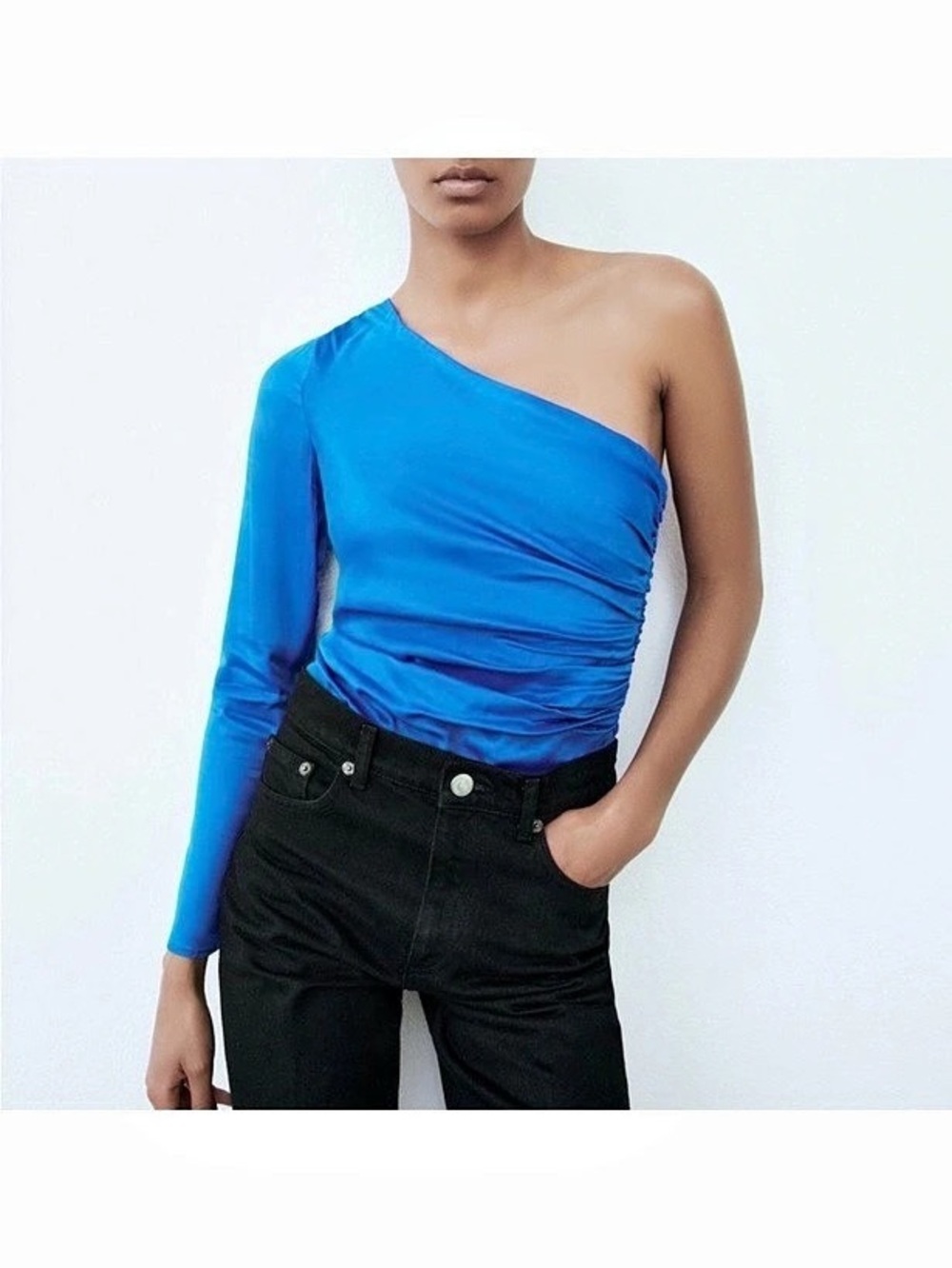 ZARA One-Shoulder Blue Bodysuit Size XS